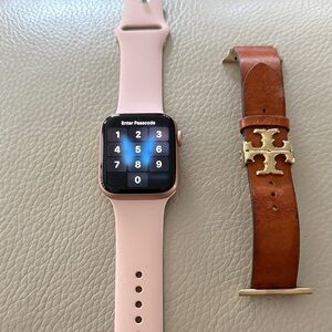 Apple Smartwatch with Pink and Brown Bands